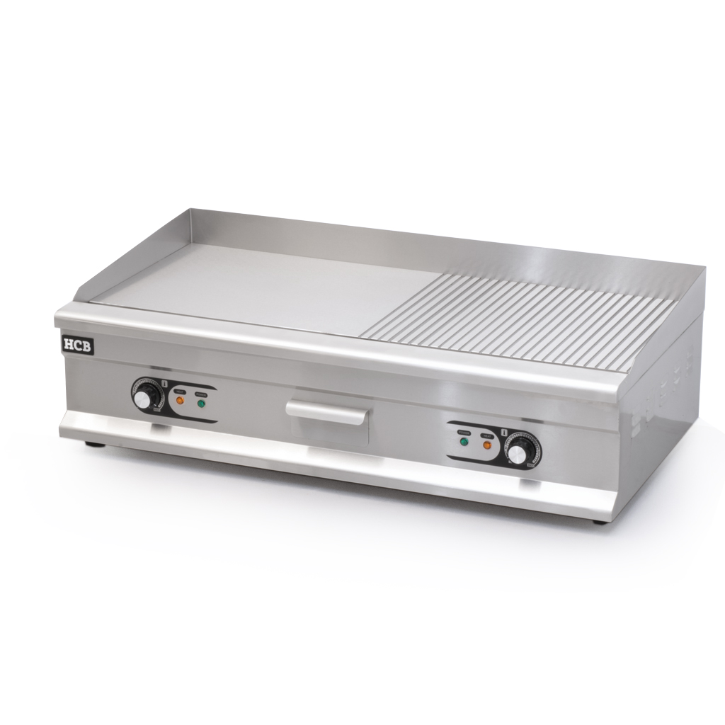 Elektro Grillplatte 1/2 Glatt & Gerillt / 100x52x33 cm / 400V / 6kW – Bild 2