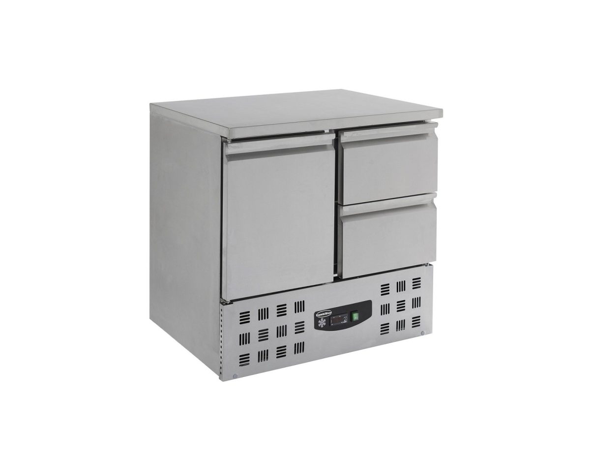 Kühltisch mit 1 Tür + 2 Schubladen / 257 Liter / 900x700x870 mm