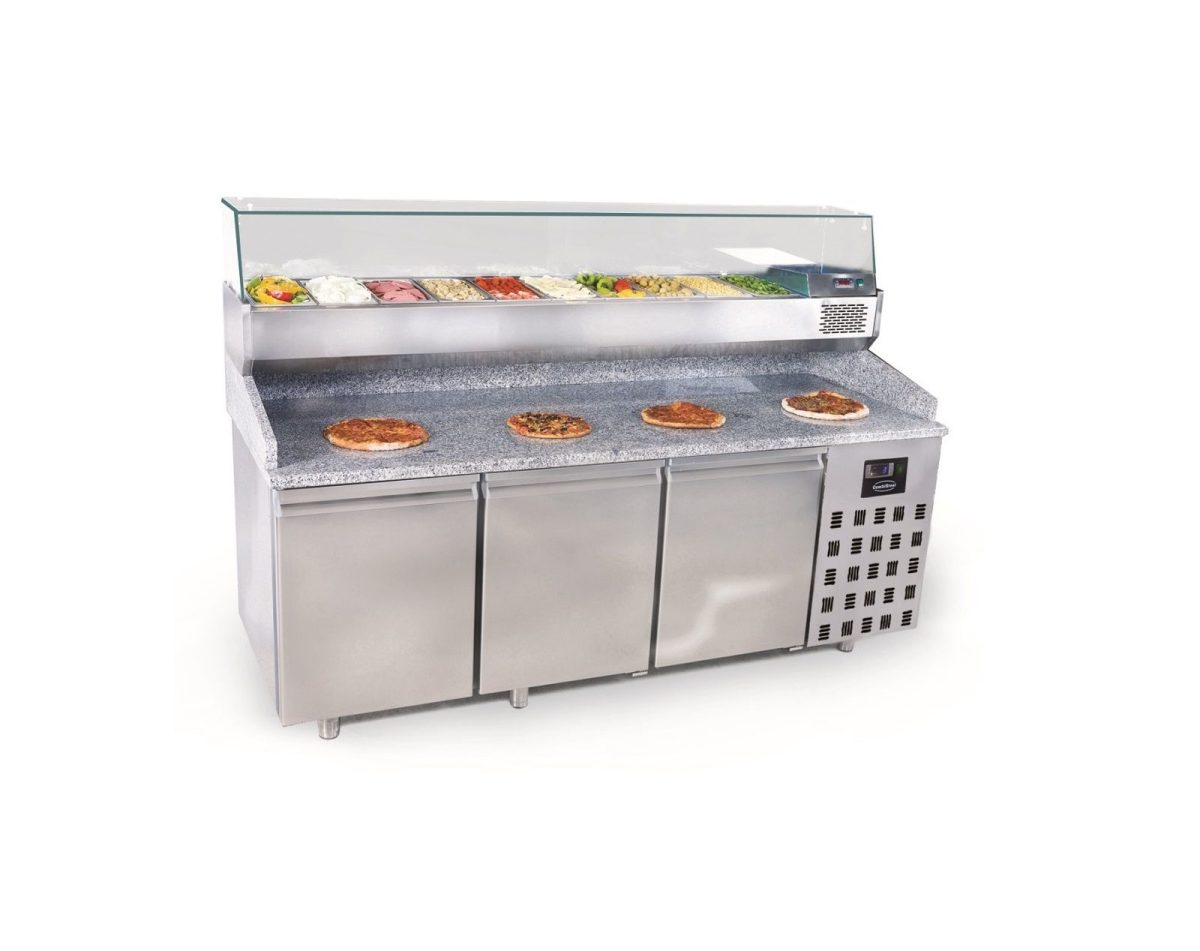 Pizzatisch mit 3 Türen / 615 Liter / 2100x800x1080 mm