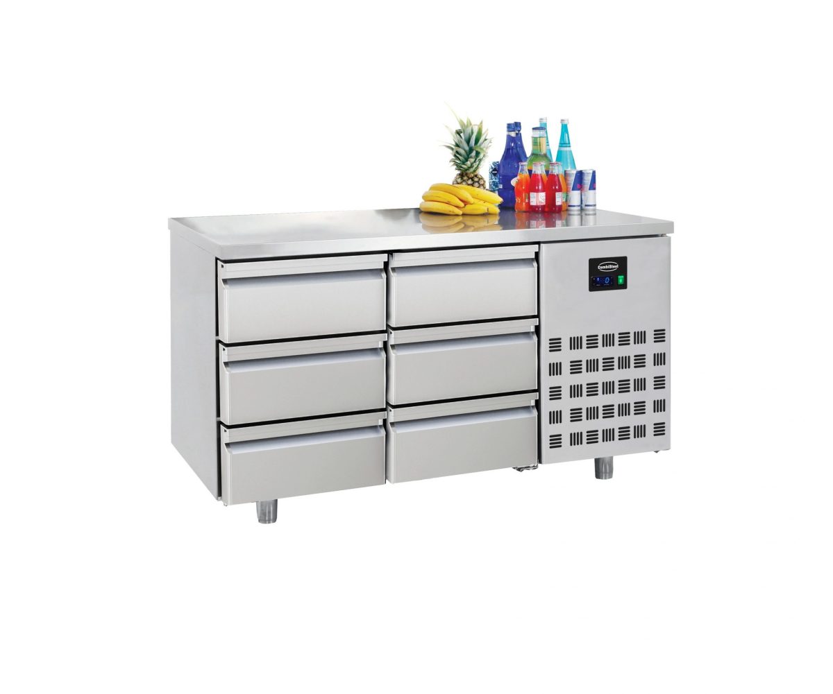 Kühltisch mit 6 Schubladen / 281 Liter / 1400x700x850 mm