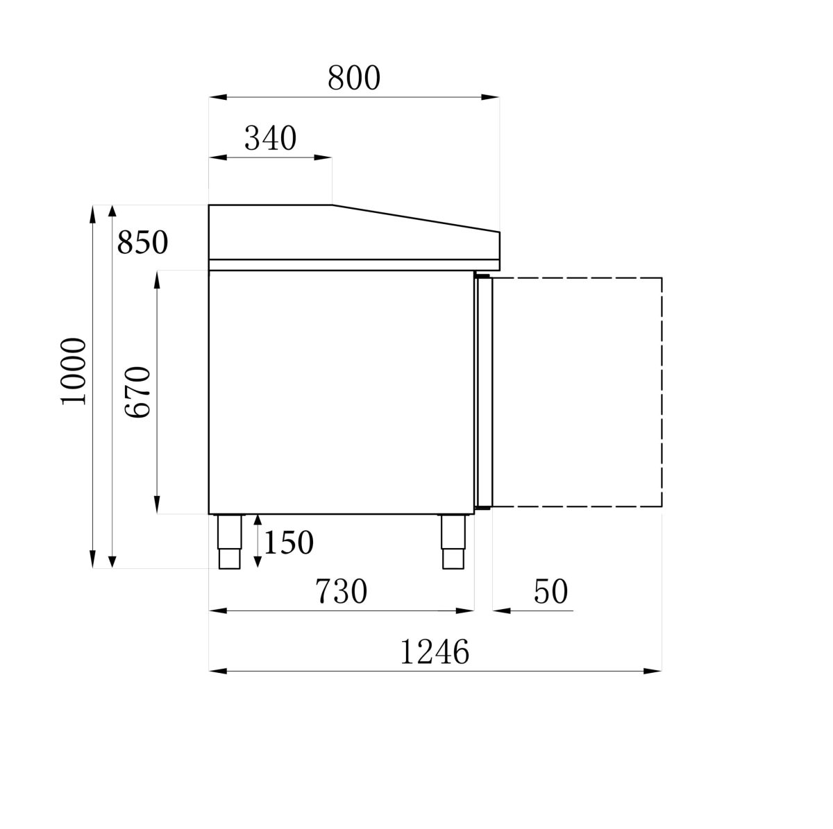 Pizzakühltisch mit 2 Türen / 390 Liter / 1500 x 800 x 1000 mm – Bild 2