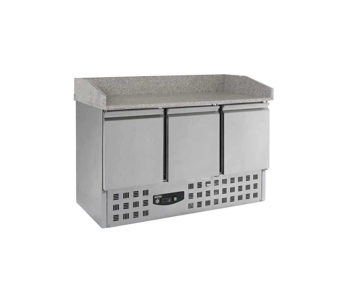 Pizzakühltisch mit 3 Türen / 230 Liter / 1400 x 700 x 1020 mm