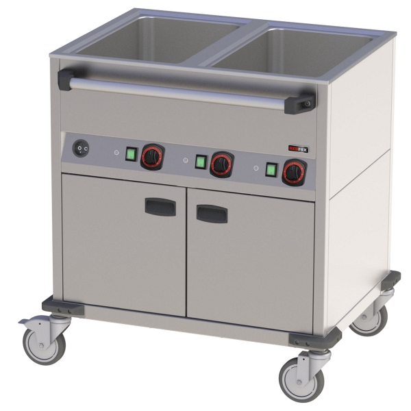 Gastro Bain-Marie-Wagen-Fahrbar 2x GN 1/1, 850x700x900 mm, 230 V 2,2 kW – Bild 3