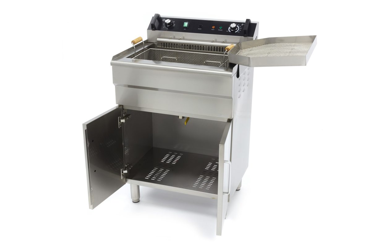 Gastro Fritteuse  Elektrisch 45 Liter mit Ablasshahn und Schrank 7500 Watt – Bild 3