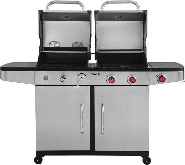 Gas-Holzkohlegrill aus Edelstahl 8,2KW – Bild 4