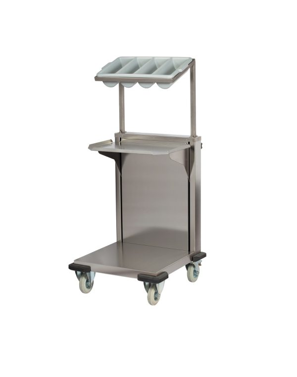 Tablettwagen / Tray Lifter mit Besteckspender