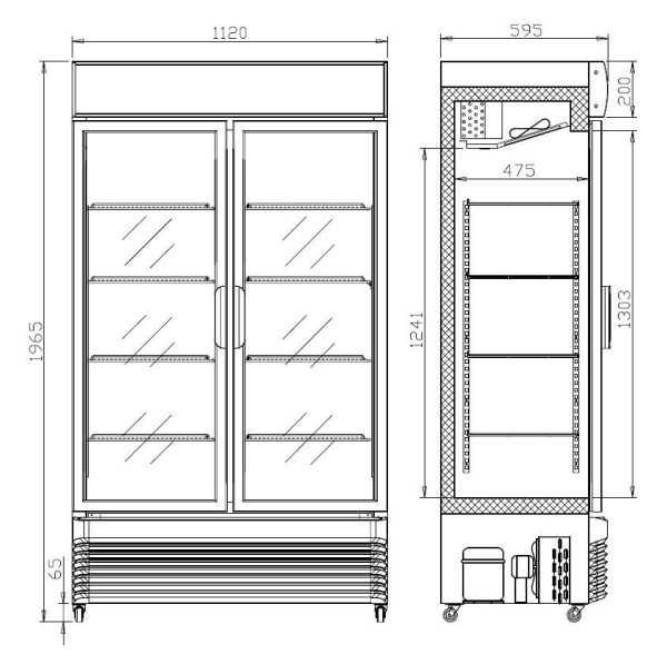 Flaschenkühlschrank mit Schiebeglastüren / 750 Liter – Bild 2