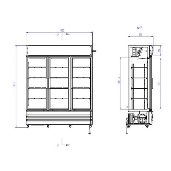 Kühlschrank mit 3 Glastüren / 1065 Liter / 1600x610x1973 mm – Bild 2
