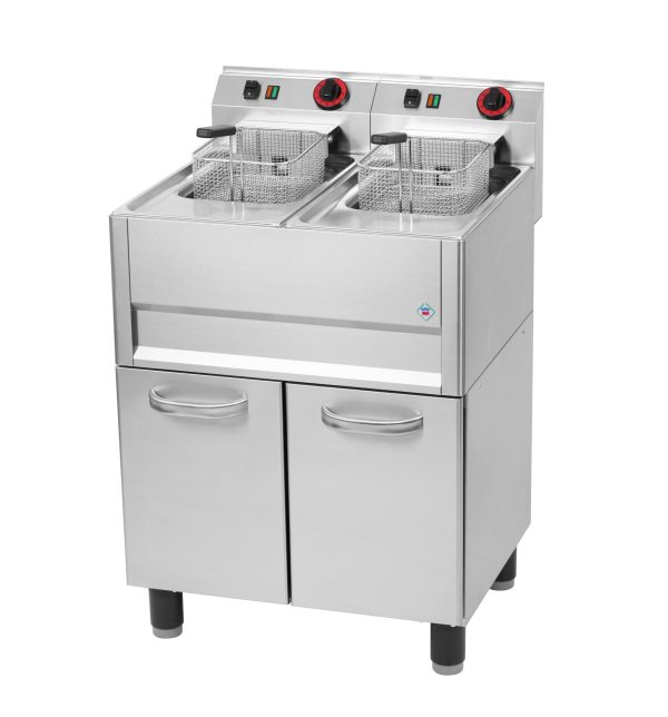 Fritteuse elektrisch doppelt 12 kW, 8+8 Liter mit Unterbau 400 V