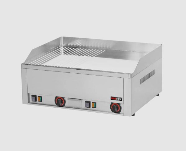 Elektro Grillplatte Hartverchromt Glatt und Gerillt 66x60 cm