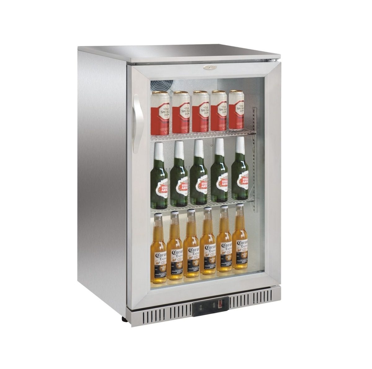 Flaschenkühlschrank 138 Liter, Edelstahl, 1 Klapptür