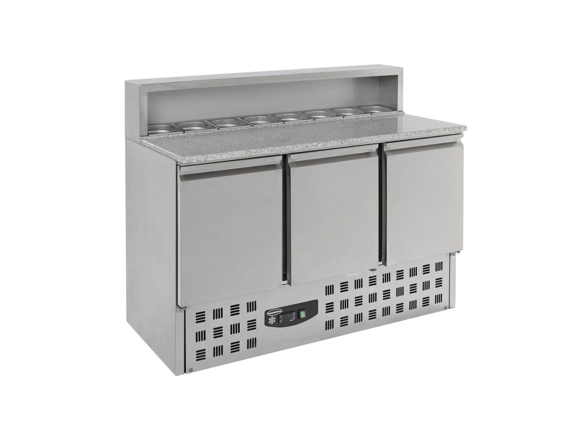 Pizzakühltisch mit 3 Türen / 402 Liter / 1368x700x1090 mm