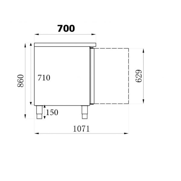 Kühltisch mit 4 Türen 553 Liter 2230x700x850 mm – Bild 2