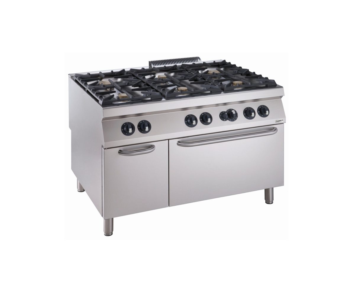 Gasherd mir 6 Brenner und  Gasbackofen 1200 x 900 mm