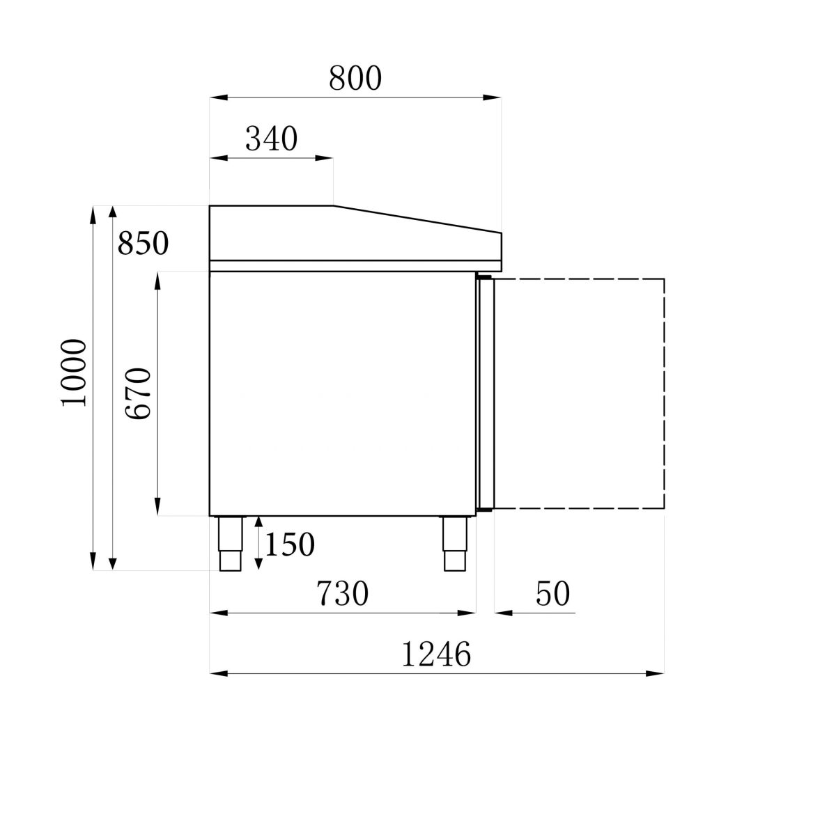 Pizzatisch mit 2 Türen / 580 Liter / 2020 x 800x 1000 mm – Bild 2