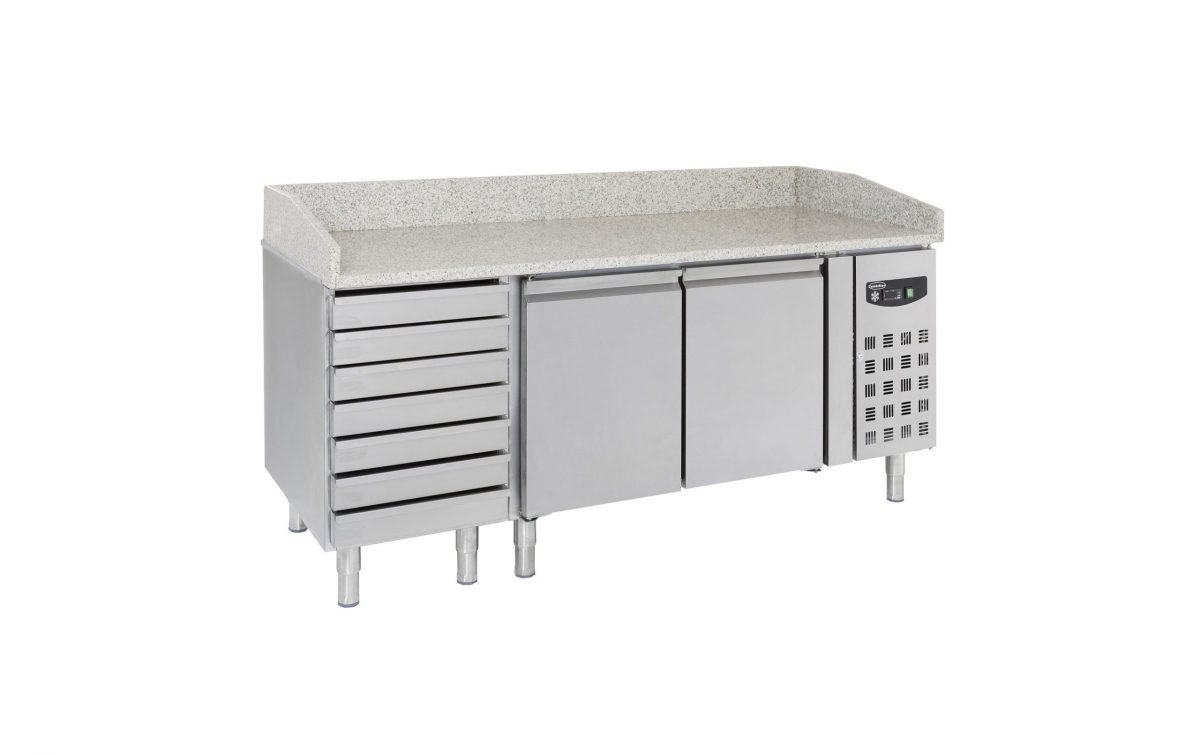 Pizzatisch mit 2 Türen und 7 Laden / 580 Liter / 2020x800x1000 mm