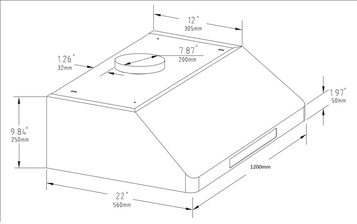 Montierte Haube mit Motor 1200 x 560 mm – Bild 6