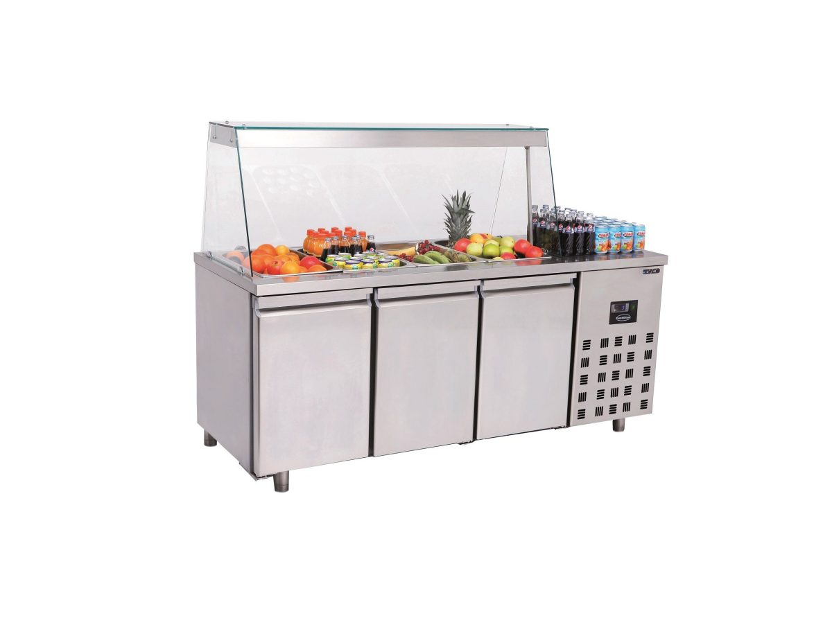 Saladette mit 2 Türen / 4 x 1/1 GN behälter / 1865x700x850 mm