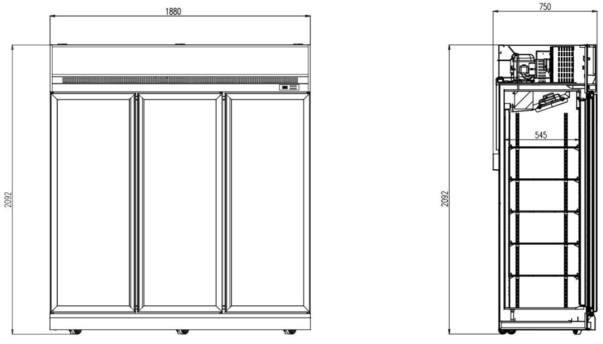 Kühlschrank mit 3 Glastüren / 1530 Liter / 2092x710x1880 mm - Image 2