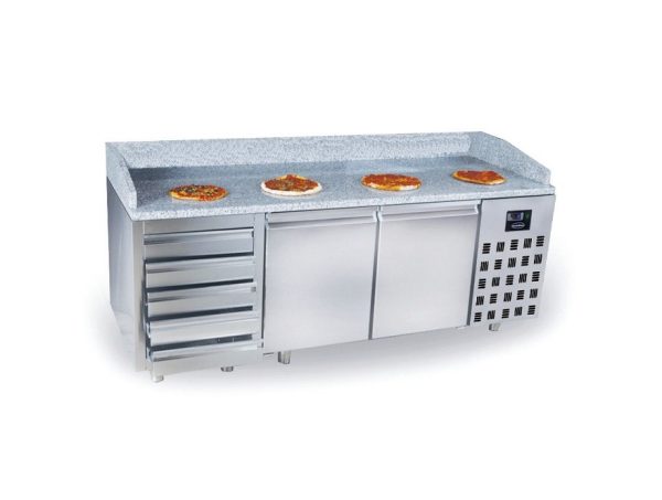 Pizzatisch mit 2 Türen und 5 Schubladen / 615 Liter / 2100x800x1080 mm – Bild 2
