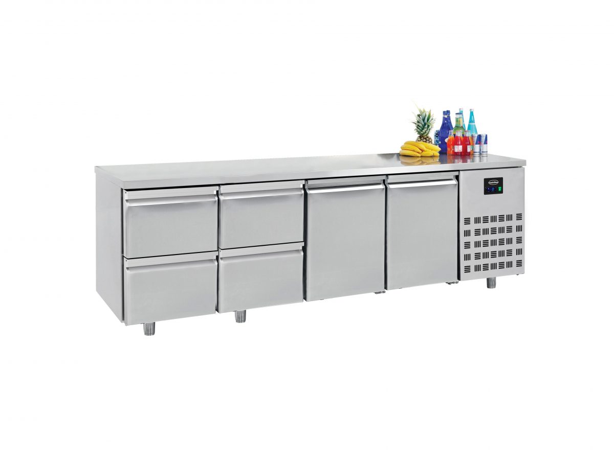 Kühltisch mit 4 Schublade und 2 Türe / 632 Liter / 2330x700x850 mm