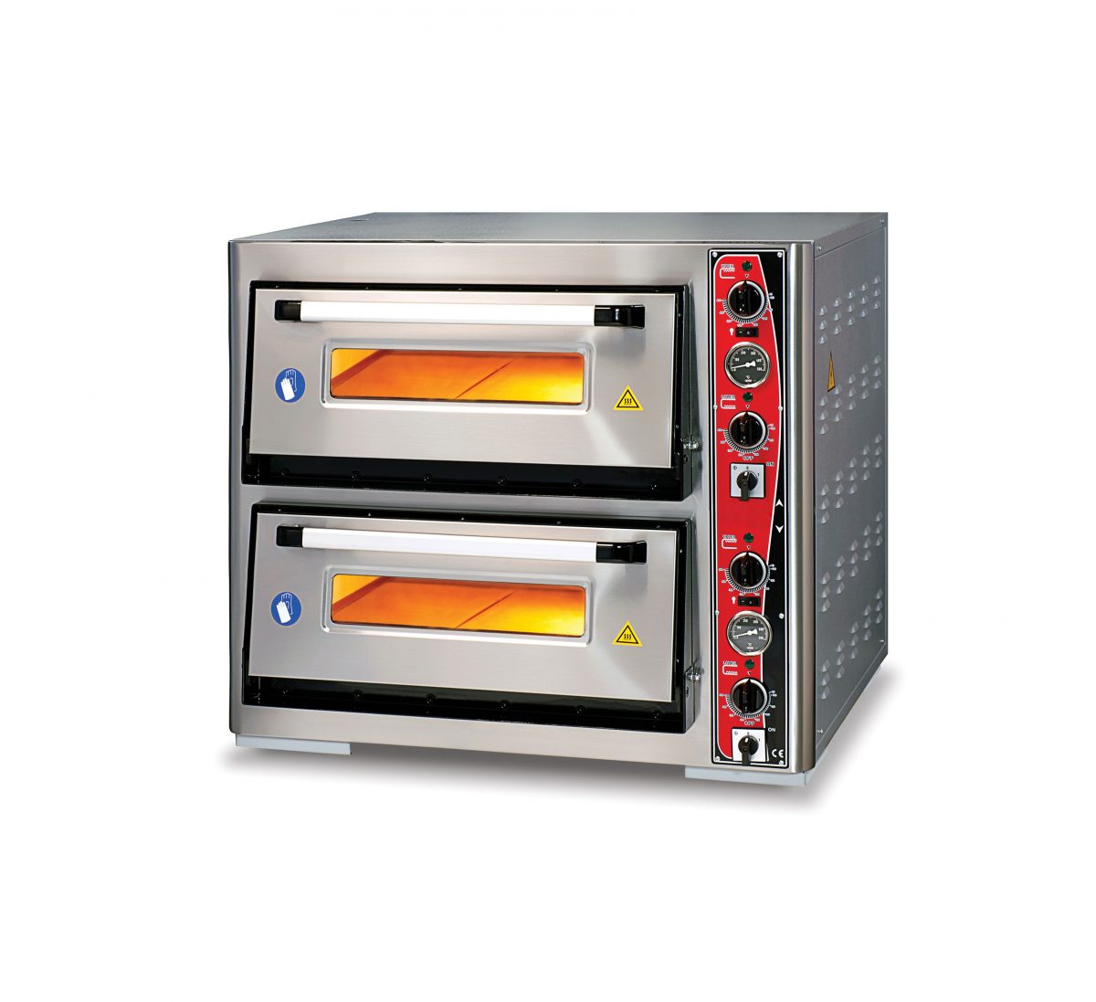 Pizzaofen mit Thermometer, 2 Kammern, 6+6 Pizzen Ø 33 cm