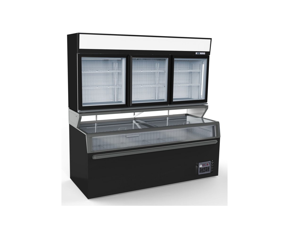 Supermarkt Wandtiefkühlung Schwarz 3 Glastüren  2102x890x2104 mm