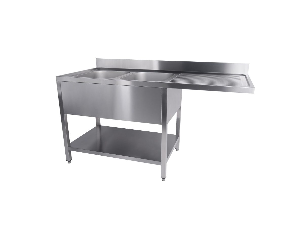 Spülmaschinen Spültisch mit 2 Becken Links ( 1600x700x850 mm )