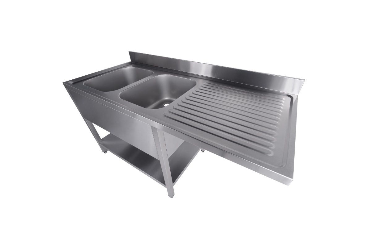 Spülmaschinen Spültisch mit 2 Becken Links ( 1600x700x850 mm ) - Image 2