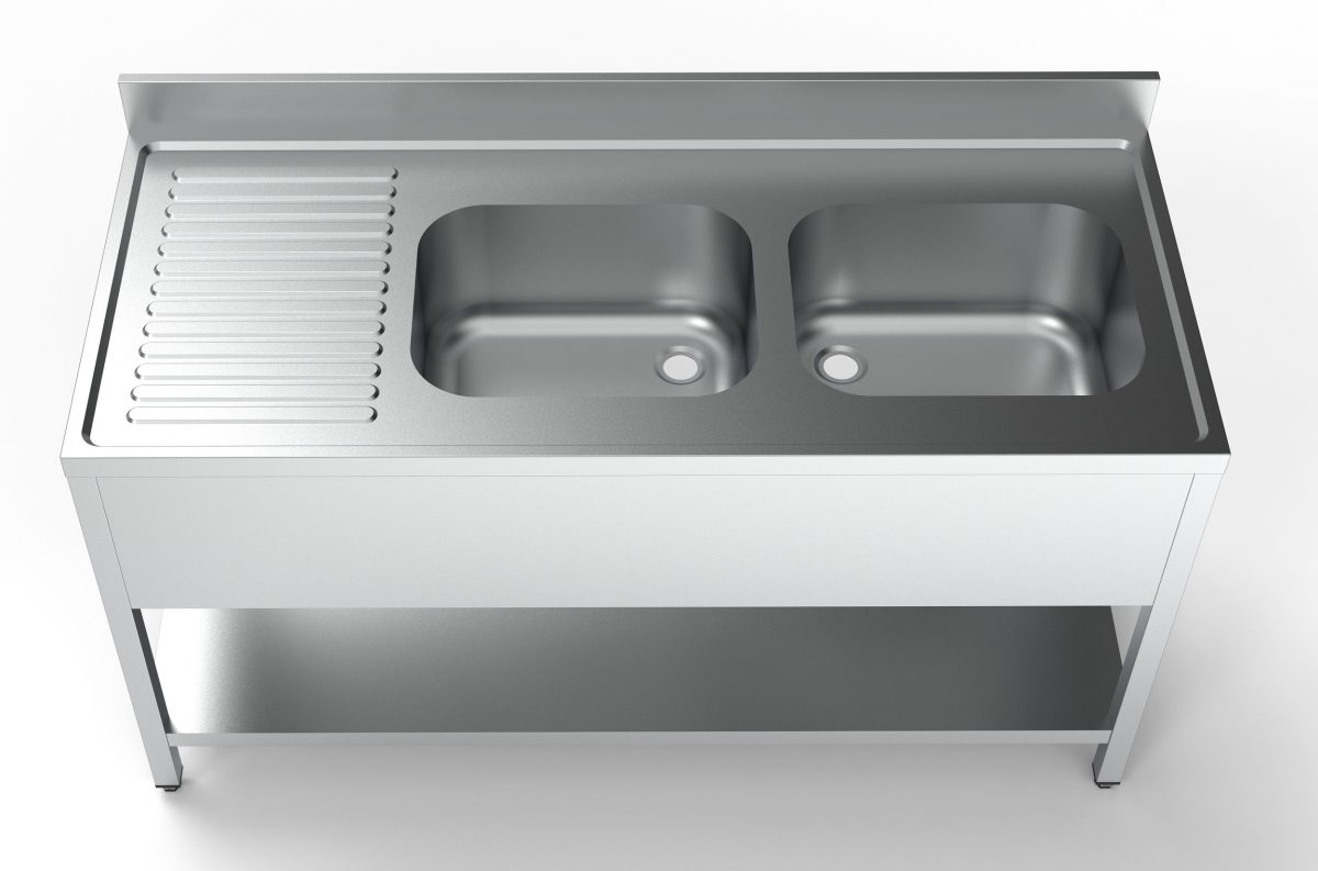Spultisch mit Grundboden / 2 Becken rechts /1600x700x850 mm – Bild 2