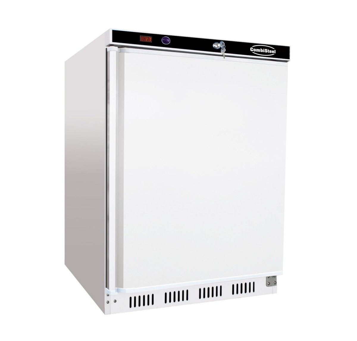 Gastro Tiefkühlschrank 200 Liter / 2 Feste Regale / Weiß lackierter Stahl