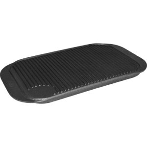 Brat und Grillplatte aus Gusseisen, doppelseitig (gerillt/glatt), Abmessung 48 x 26 cm