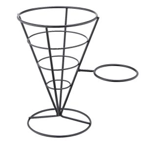 Pommestütenständer schwarz mit Halterung für Dip-Schale, 220 x 145 x 215 mm (BxTxH)