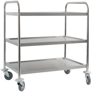 Servierwagen aus Edelstahl, mit drei Borden, 845 x 525 x 940 mm (BxTxH)