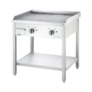Elektro-Griddleplatte als Standgerät Gerillt, Unterbau offen, 800 x 700 x 850 mm (BxTxH)