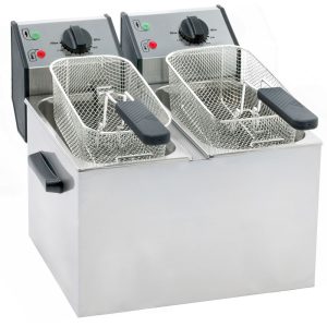 ROLLER GRILL Fritteuse mit zwei Becken, 2 x 5 Liter / 3,2 kW / 390x425x320 mm