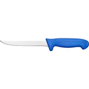 Ausbeinmesser Premium, HACCP, Griff blau, schlanke und gerade Edelstahlklinge 15 cm