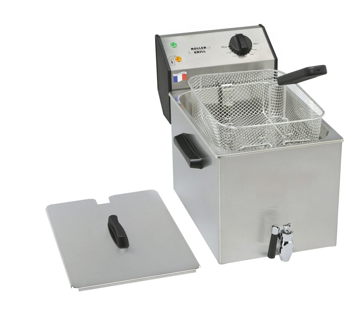 ROLLER GRILL Fritteuse mit Ablasshahn, mit Ablasshahn 8 Liter/ 3,6 kW / 265x450x360 mm