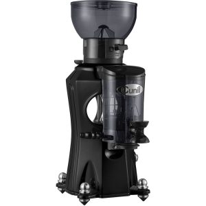 Besonders leise Cold Grind Kaffeemühle ICONIC mit Mahlgutbehälter und manueller Steuerung
