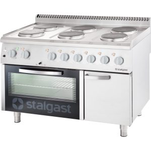 Elektro-Herd mit 6 Kochplatten, statischem Backofen GN 2/1 und eintürigem Unterschrank, Serie 700 ND