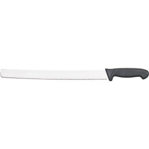 Konditormesser mit Wellenschliff, Griff schwarz, Klingenlänge 36 cm