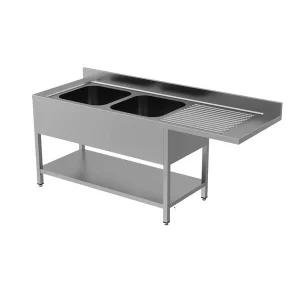 Spülmaschinen Spültisch mit 2 Becken Links ( 1800x700x850 mm )