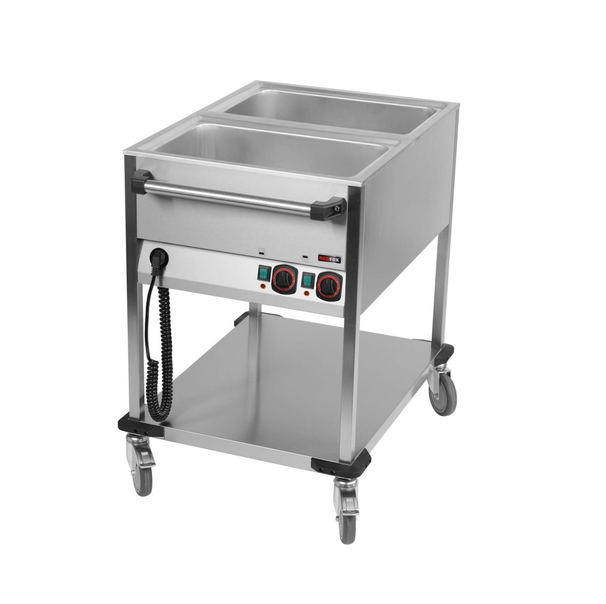 Gastro Bain-Marie-Wagen-Fahrbar 2x GN 1/1, 650x900x900 mm