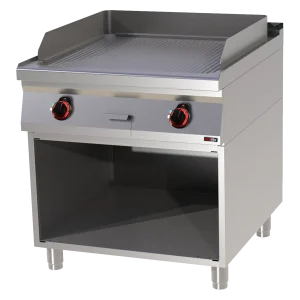 Grillplatte 71x65 elektrisch geriffelt mit Unterbau 400 V | REDFOX - FTR 90/80 E