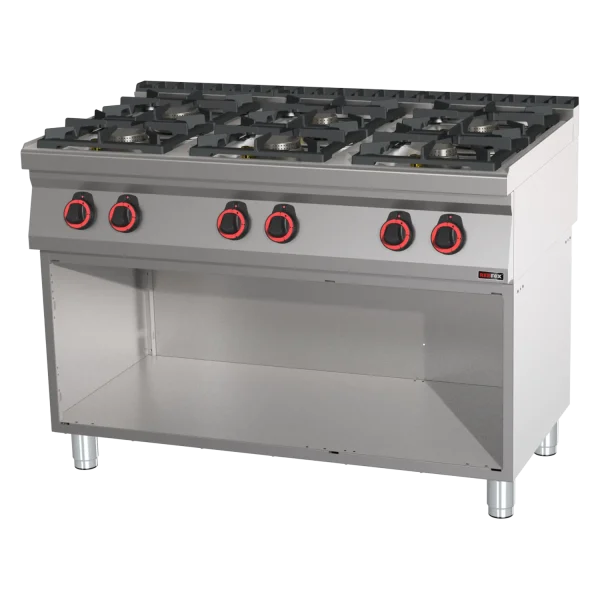Gasherd 6x Brenner mit Unterbau | REDFOX - SP 70/120 G