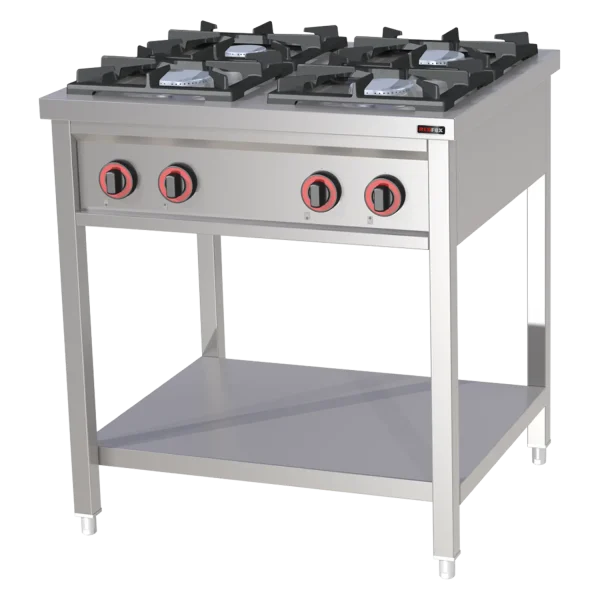 Gasherd 4x Brenner mit Unterbau | REDFOX - SPF 80 G