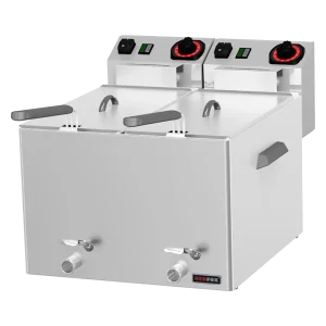 Fischfritteuse elektrisch doppelt 0,43 kW/l, 8+8 l Tisch mit Auslass 230 V | REDFOX - FE 88 V