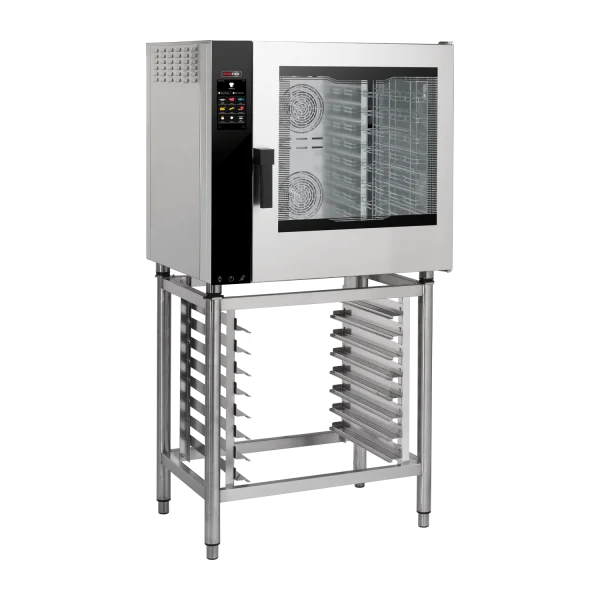 Four électrique à convection version renforcée Cuisson directe à la vapeur Écran tactile couleur Nettoyage automatique Porte battante à droite 7x GN 1/1 | REDFOX - MPDN 0711 X ERAM