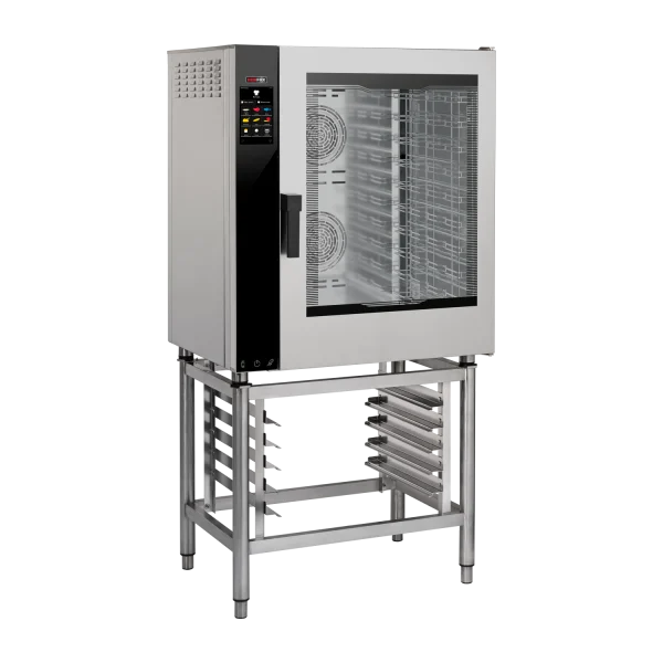 Four électrique à convection version renforcée Cuisson directe à la vapeur Écran tactile couleur Nettoyage automatique Porte battante à droite 10x GN 1/1 | REDFOX - MPDN 1011 X ERAM