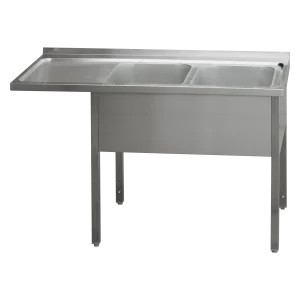 Spültisch 190 -x70x90 - 2x Spülbecken 40x50x30 Abtropffläche links | REDFOX - MSDOL/M 7019
